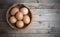 Eggs in a wooden bowl