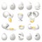 Eggshell icons set cartoon vector. Broken egg