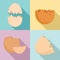 Eggshell icons set, flat style