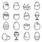 Eggshell icons set, outline style