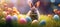 Eggstravaganza Haven: Fluffy Bunny Finding Haven in a Scenic Abundance of Easter Eggs. Generative AI