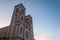 Eglise Saint Jean Baptiste Church at dusk in Bourgoin Jallieu, France, a city of Dauphine region, in Isere Departement.