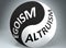 Egoism and altruism in balance - pictured as words Egoism, altruism and yin yang symbol, to show harmony between Egoism and