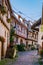 Eguisheim, Alsace, France,Traditional colorful halt-timbered houses in Eguisheim Old Town on Alsace Wine Route, France