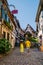 Eguisheim, Alsace, France,Traditional colorful halt-timbered houses in Eguisheim Old Town on Alsace Wine Route, France