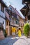 Eguisheim, Alsace, France,Traditional colorful halt-timbered houses in Eguisheim Old Town on Alsace Wine Route, France
