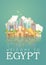 Egypt advertising vector. Cairo. Egyptian traditional icons in flat design. Holiday banner.