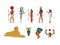 Egypt Ancient Symbols, Gods and Goddess Set Vector Illustration