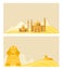 Egypt banner, tourism background, sphinx desert, africa, culture, vacation, design, in cartoon style vector illustration