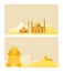 Egypt banner, tourism background, sphinx desert, africa, culture, vacation, design, in cartoon style vector illustration