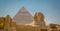 Egypt, Cairo; August 19, 2014 - the Egyptian pyramids in Cairo. The arch of the temple