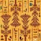 Egypt colorful ornament with ancient Egyptian hieroglyphs on aged paper background, .