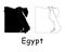 Egypt Country Map. Black silhouette and outline isolated on white background. EPS Vector