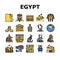 Egypt Country Monument Excursion Icons Set Vector