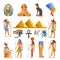 Egypt culture symbols vector isolated icons of gods and sacred animals