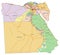 Egypt - detailed editable political map with labeling.