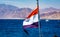 Egypt flag in blue seascape