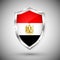 Egypt flag on metal shiny shield vector illustration. Collection of flags on shield against white background. Abstract isolated ob