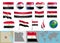 Egypt flags of various shapes and country map set