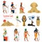 Egypt gods and religion color flat icons set for web and mobile design