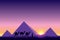 Egypt Great Pyramids with Camel caravan on sunset background