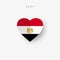 Egypt heart shaped flag. Origami paper cut Egyptian national banner