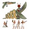 Egypt icons set.Pharaohs and gods