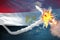 Egypt intercepted supersonic missile, modern antirocket destroys enemy missile concept, military industrial 3D illustration with