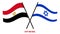 Egypt and Israel Flags Crossed And Waving Flat Style. Official Proportion. Correct Colors