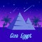Egypt Night Landscape Cartoon Travel Postcard