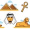 Egypt Pyramid and Sphinx Bedouin and coptic cross seamless pattern