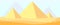 Egypt pyramids background. Ancient sunlight pyramid landscape, old history architecture. Flat cartoon egyptian desert