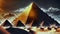 Egypt pyramids in desert. AI generated video