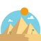 Egypt pyramids in desert flat design. Travel concept famous