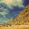 Egypt pyramids in Giza Cairo - vintage retro style