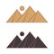 Egypt pyramids icon with sun. Outline silhouettes symbols of archeology monument. EPS 10 vector illustration
