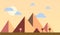 Egypt pyramids with palms in desert flat design