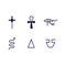 Egypt religion ancient symbols set of black vector icon illustrations isolated.