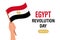 Egypt Revolution Day. Hand with the flag of Egypt. Egypt Independence Day banner. Illustration, banner vector