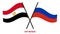Egypt and Russia Flags Crossed And Waving Flat Style. Official Proportion. Correct Colors