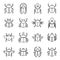 Egypt Scarab beetle icons set, outline style