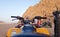 Egypt, Sharm El Sheikh - June 07, 2019: Outdoor activities and adventures in the stone desert, extreme tour and ATV safaris for