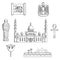 Egypt sketched travel landmarks and symbols