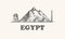 Egypt skyline, vintage vector illustration, hand drawn egypt, on white background.