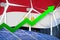 Egypt solar and wind energy rising chart, arrow up - modern natural energy industrial illustration. 3D Illustration