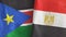 Egypt and South Sudan two flags textile cloth 3D rendering