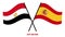 Egypt and Spain Flags Crossed And Waving Flat Style. Official Proportion. Correct Colors