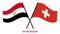Egypt and Switzerland Flags Crossed And Waving Flat Style. Official Proportion. Correct Colors