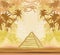 Egypt symbols - Pyramids, eye of horus and palm trees