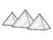 Egypt, three pyramids. Sketch scratch board imitation. Black and white.